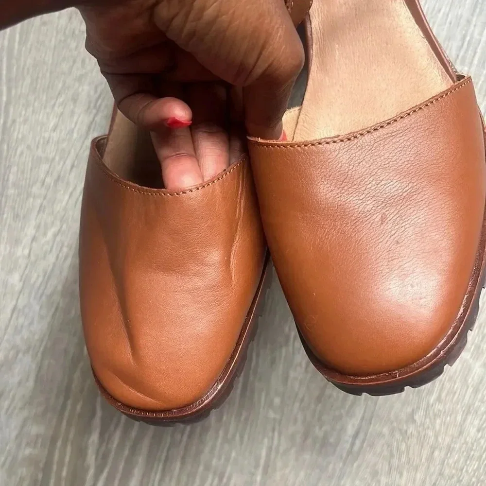 NEW Madewell Claudie Lugsole MaryJane Heels Leather Dried Maple